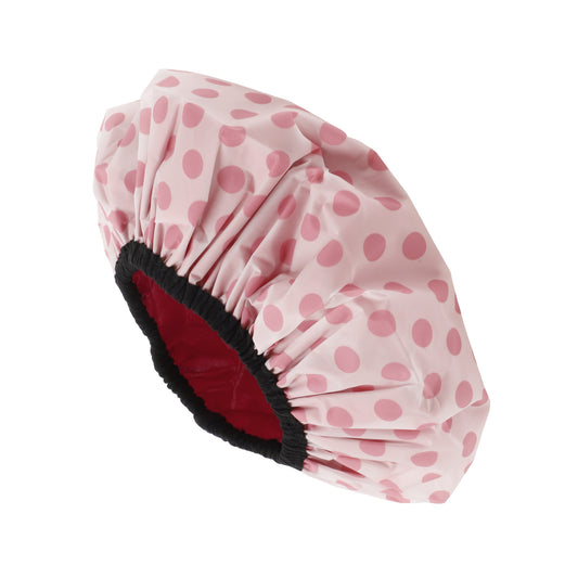 1 Pc Women  Dots Shower Cap for Bathroom Hotel Travel Red