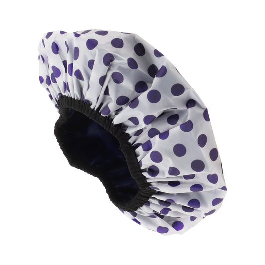 1 Pc Women  Dots Shower Cap for Bathroom Hotel Travel Deep Purple