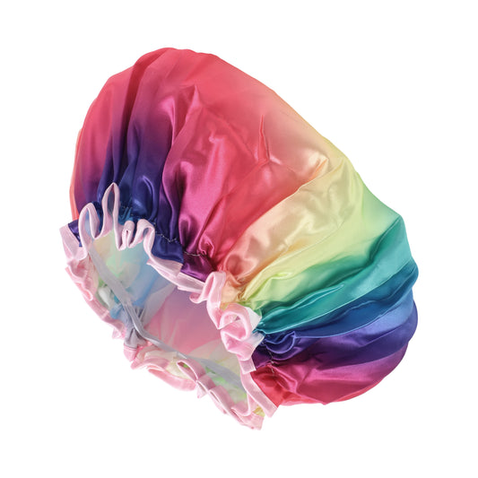 1 Pc Women Durable Rainbow Shower Cap for Bathroom Hotel Travel Assorted Color