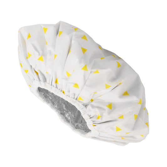 1 Pc Women Durable Triangle Shower Cap for Bathroom Vacation Hotel Travel Yellow