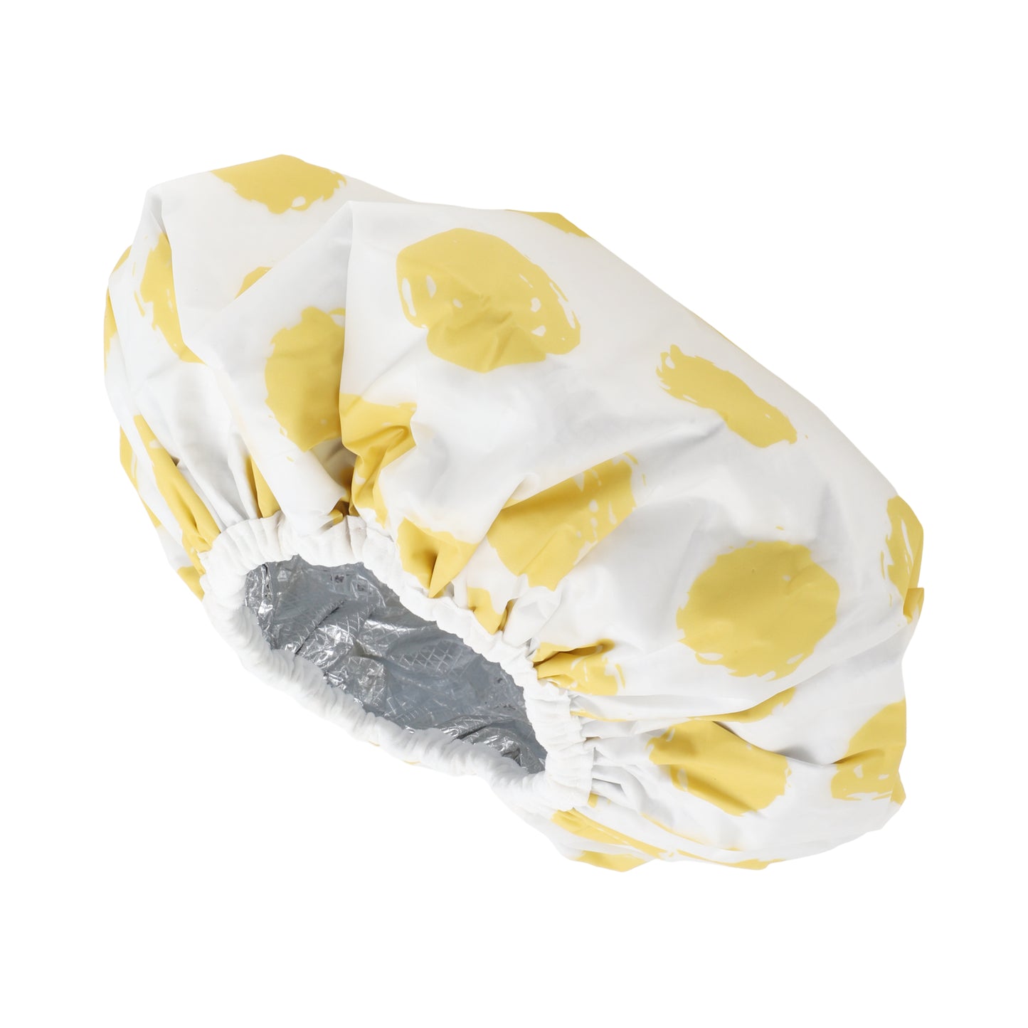 1 Pc Women Durable Dots Shower Cap for Bathroom Vacation Hotel Travel Yellow