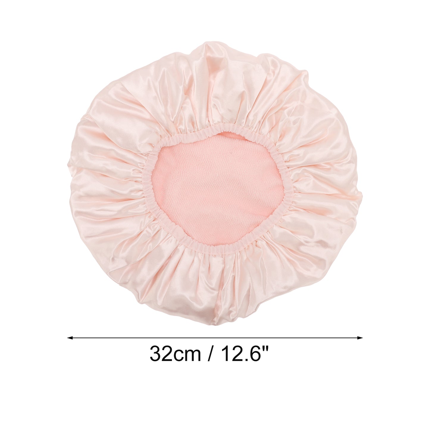 Women Durable Solid Color Shower Cap for Bathroom Vacation Hotel Travel Pink