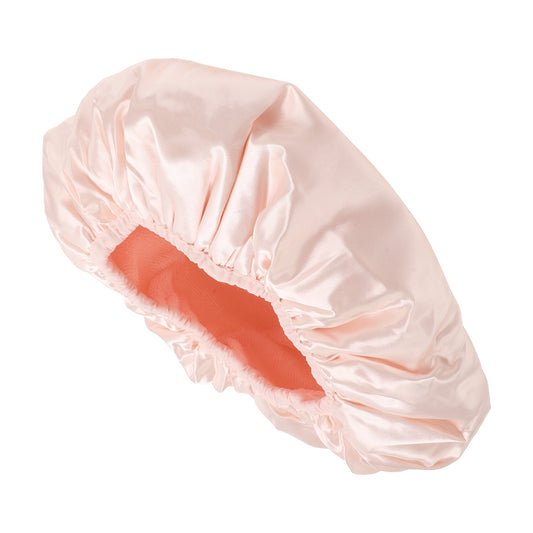 Women Durable Solid Color Shower Cap for Bathroom Vacation Hotel Travel Pink