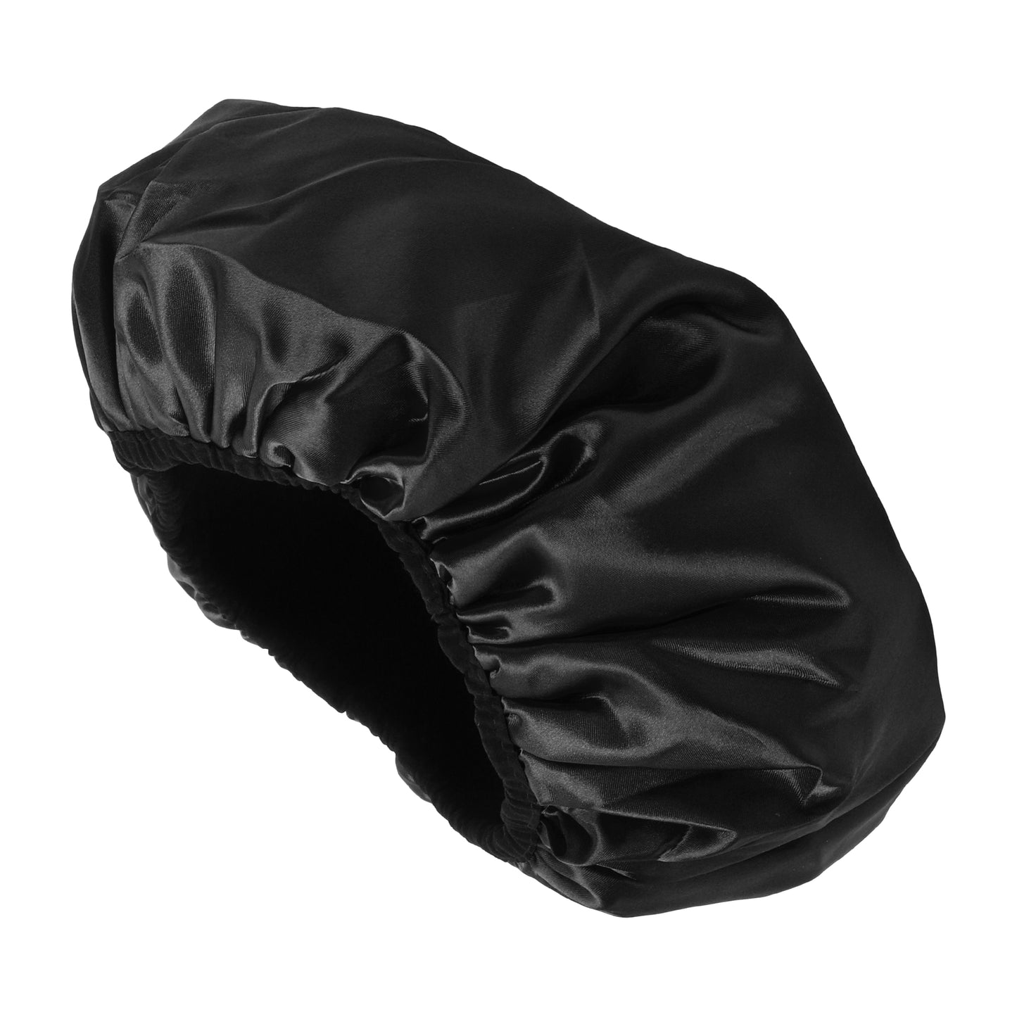 Women Durable Solid Color Shower Cap for Bathroom Vacation Hotel Travel Black