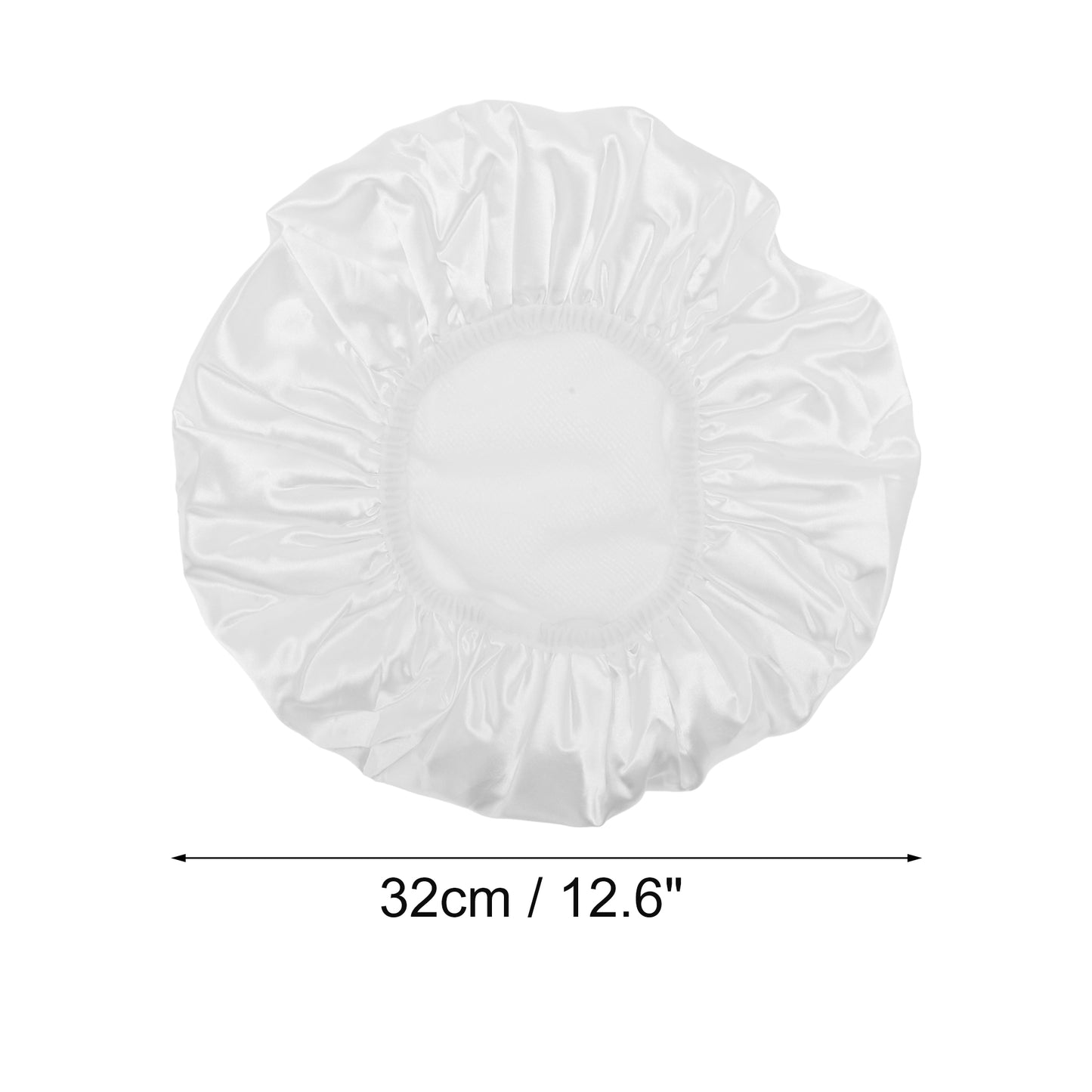 Women Durable Solid Color Shower Cap for Bathroom Vacation Hotel Travel White