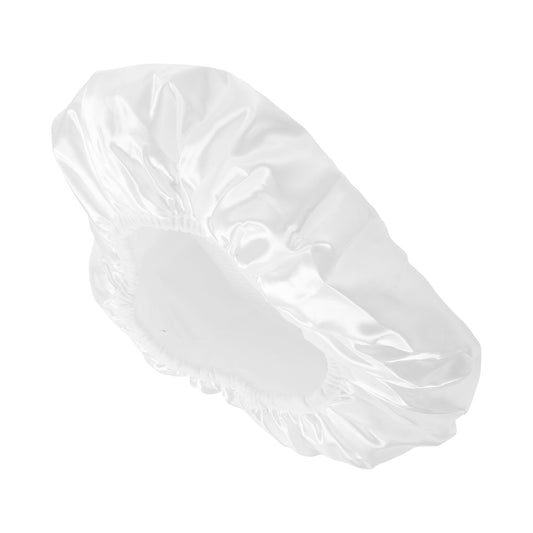 Women Durable Solid Color Shower Cap for Bathroom Vacation Hotel Travel White
