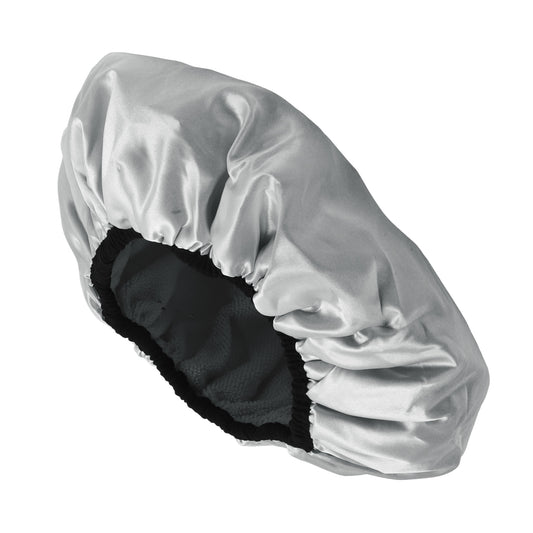 Women Durable Solid Color Shower Cap for Bathroom Vacation Hotel Travel Gray