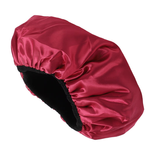 Women Durable Solid Color Shower Cap for Bathroom Vacation Hotel Travel Red