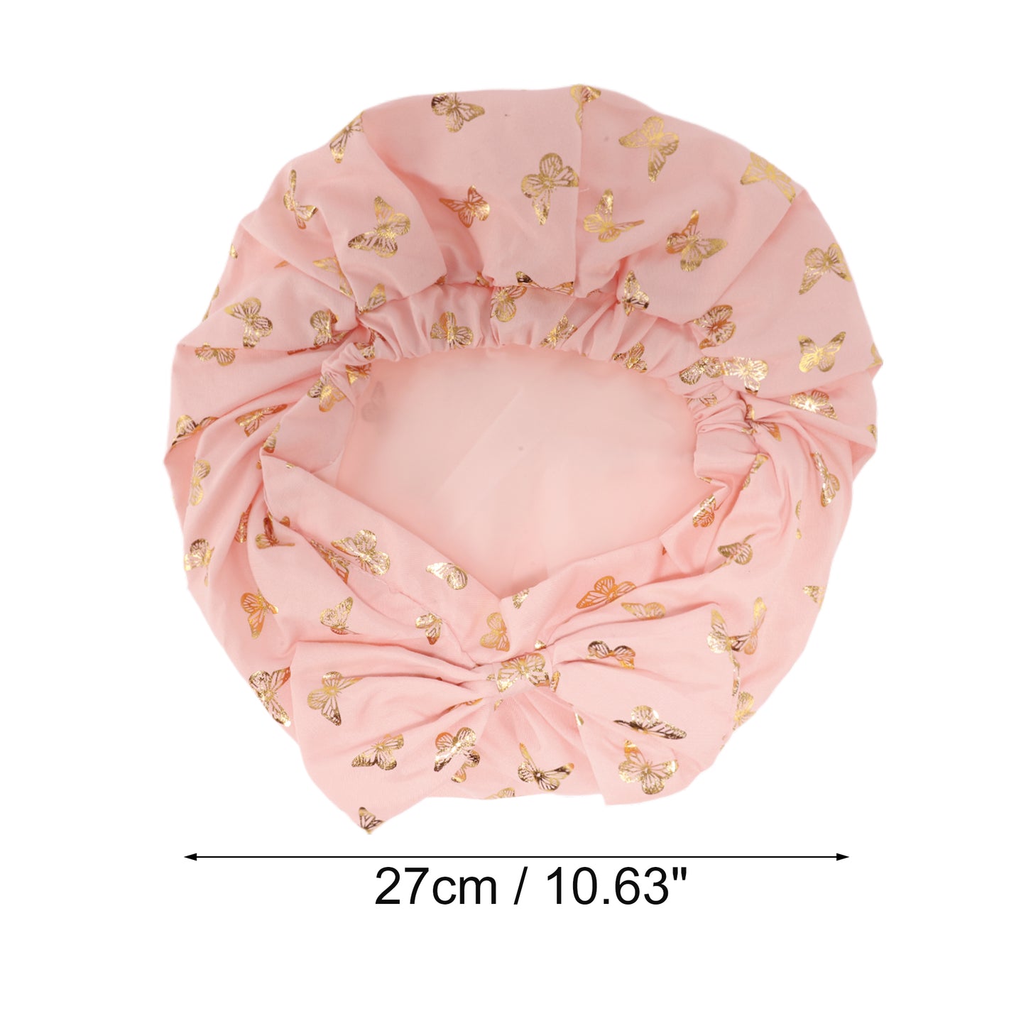 1 Pc Women Double Layer Gilded Bow Shower Cap for Bathroom Vacation Travel Orange