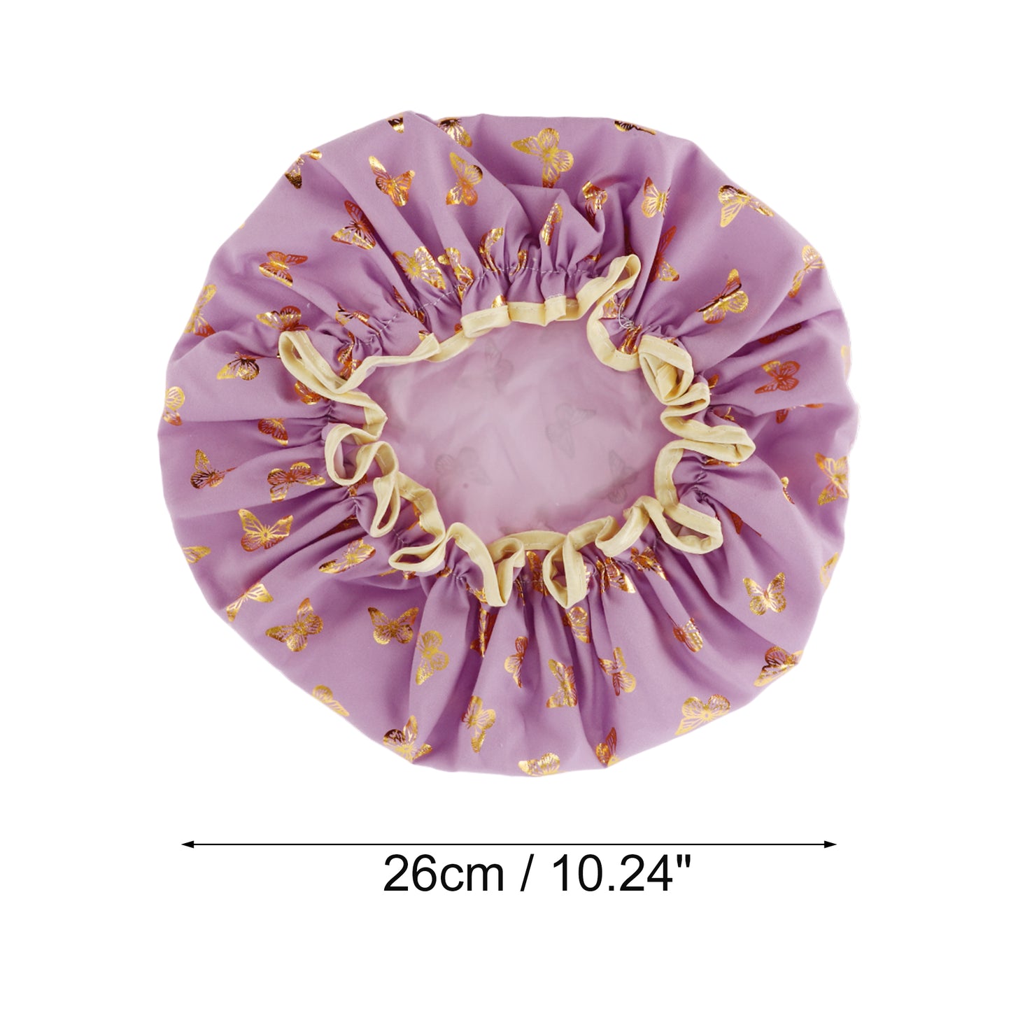 1 Pc Women Double Layer Gilded Butterfly Shower Cap for Bathroom Vacation Purple