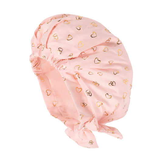 1 Pc Women Double Layer Heart Bow Shower Cap for Bathroom Vacation Travel Pink