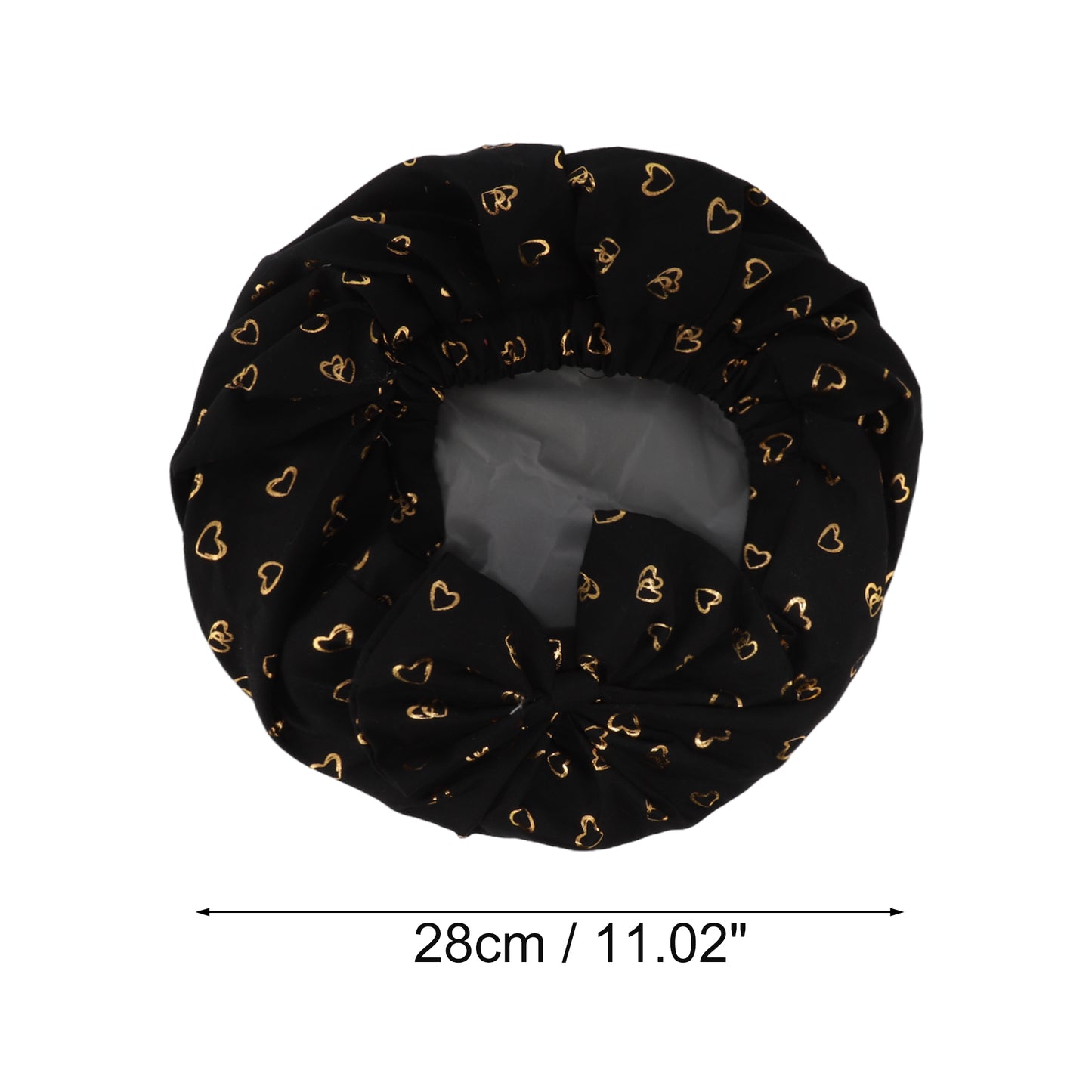 1 Pc Women Double Layer Heart Bow Shower Cap for Bathroom Vacation Travel Black