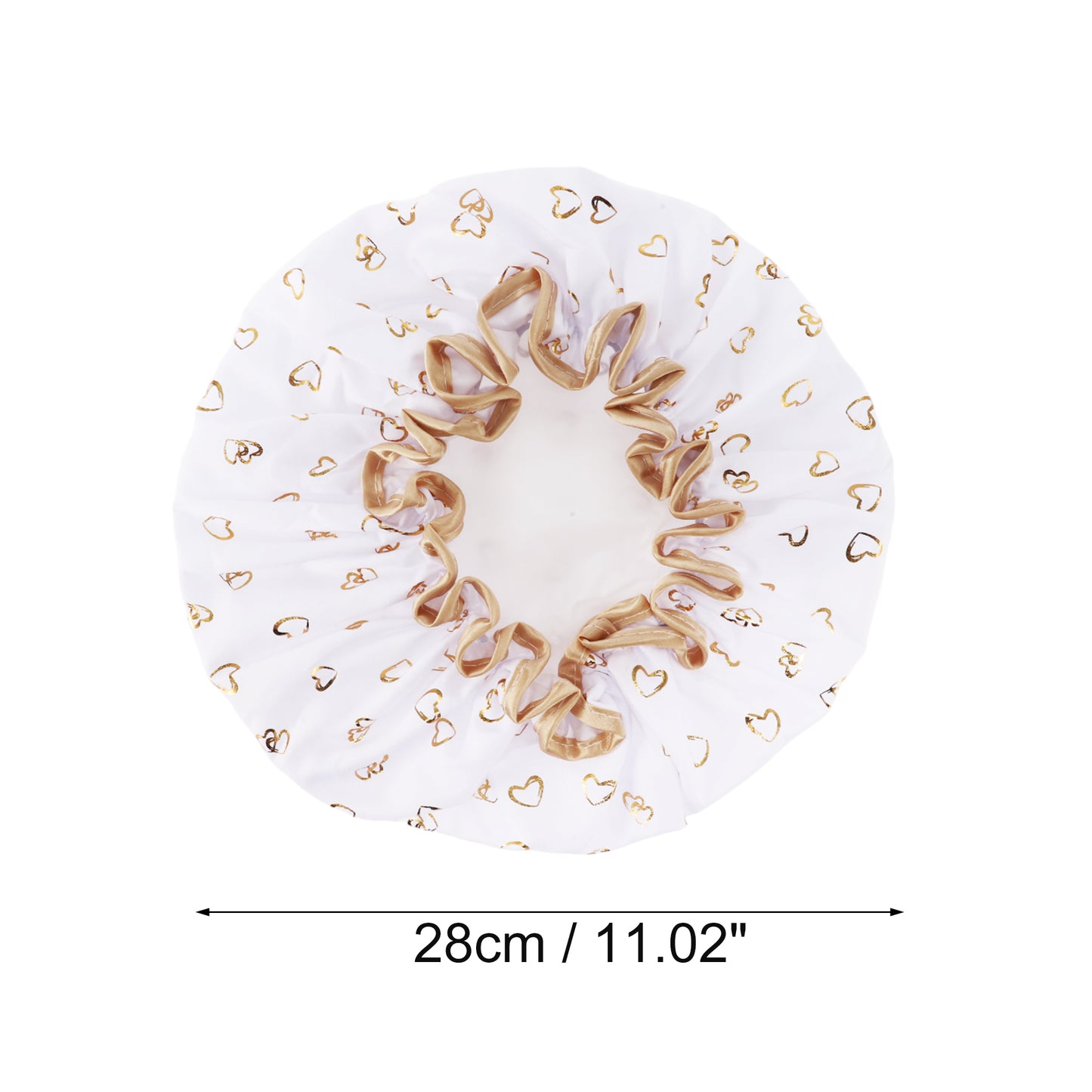 1 Pc Women Double Layer Heart-shaped Shower Cap for Bathroom Vacation White