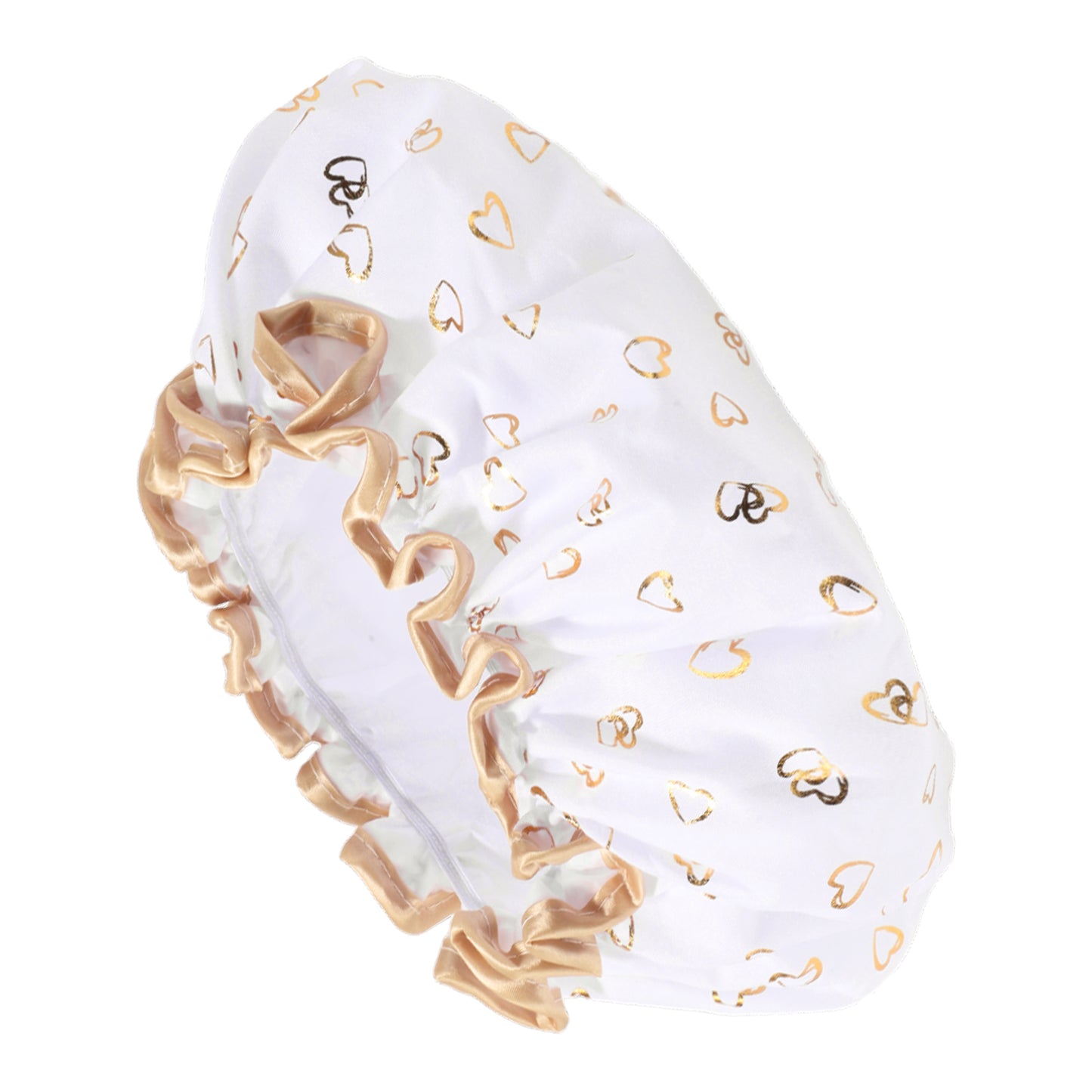1 Pc Women Double Layer Heart-shaped Shower Cap for Bathroom Vacation White