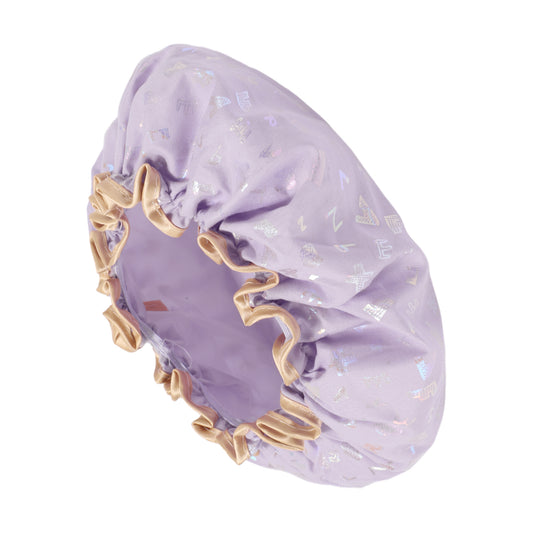 1 Pc Women Double Layer Alphabet Pattern Shower Cap for Bathroom Vacation Purple