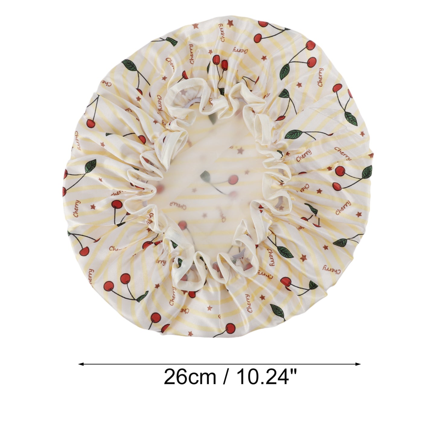 1 Pc Women Double Layer Small Cherry Shower Cap for Bathroom Vacation Yellow