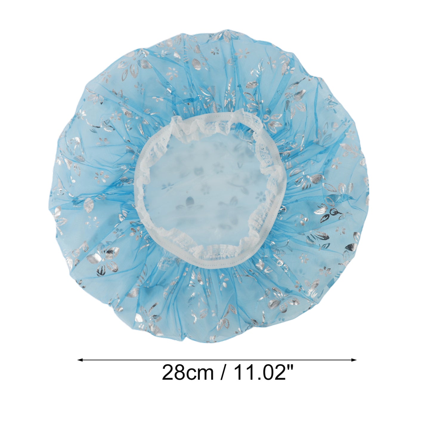 1 Pc Women Double Layer Mesh Shower Cap for Bathroom Vacation Travel Light Blue