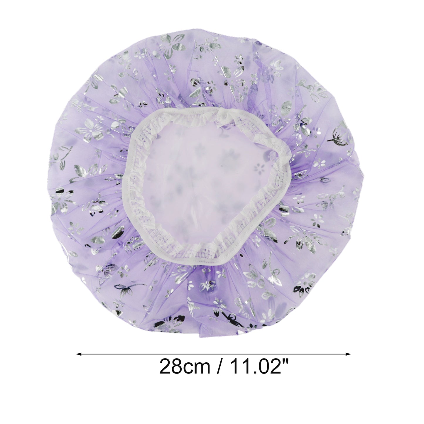 1 Pc Women Double Layer Mesh Shower Cap for Bathroom Vacation Travel Light Purple