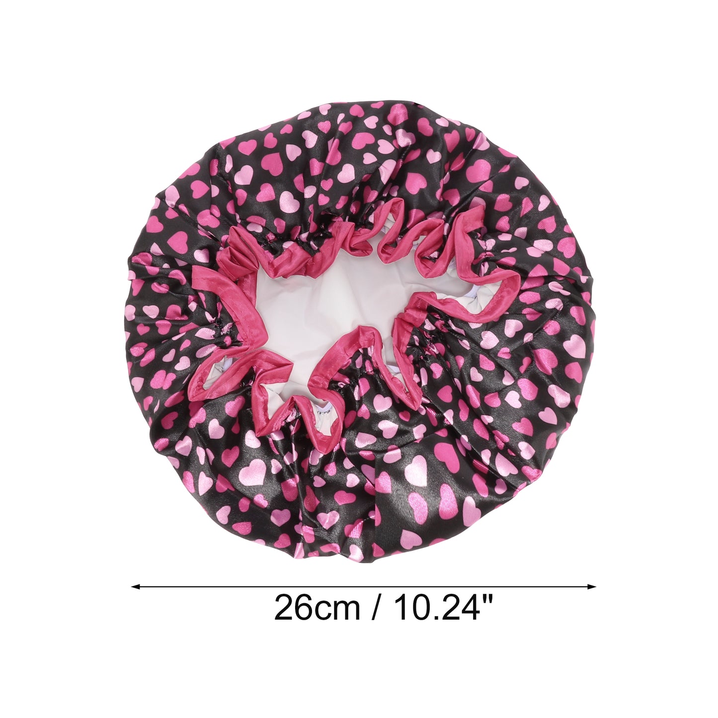 1 Pc Women Double Layer Heart-shaped Shower Cap for Bathroom Vacation Black Red