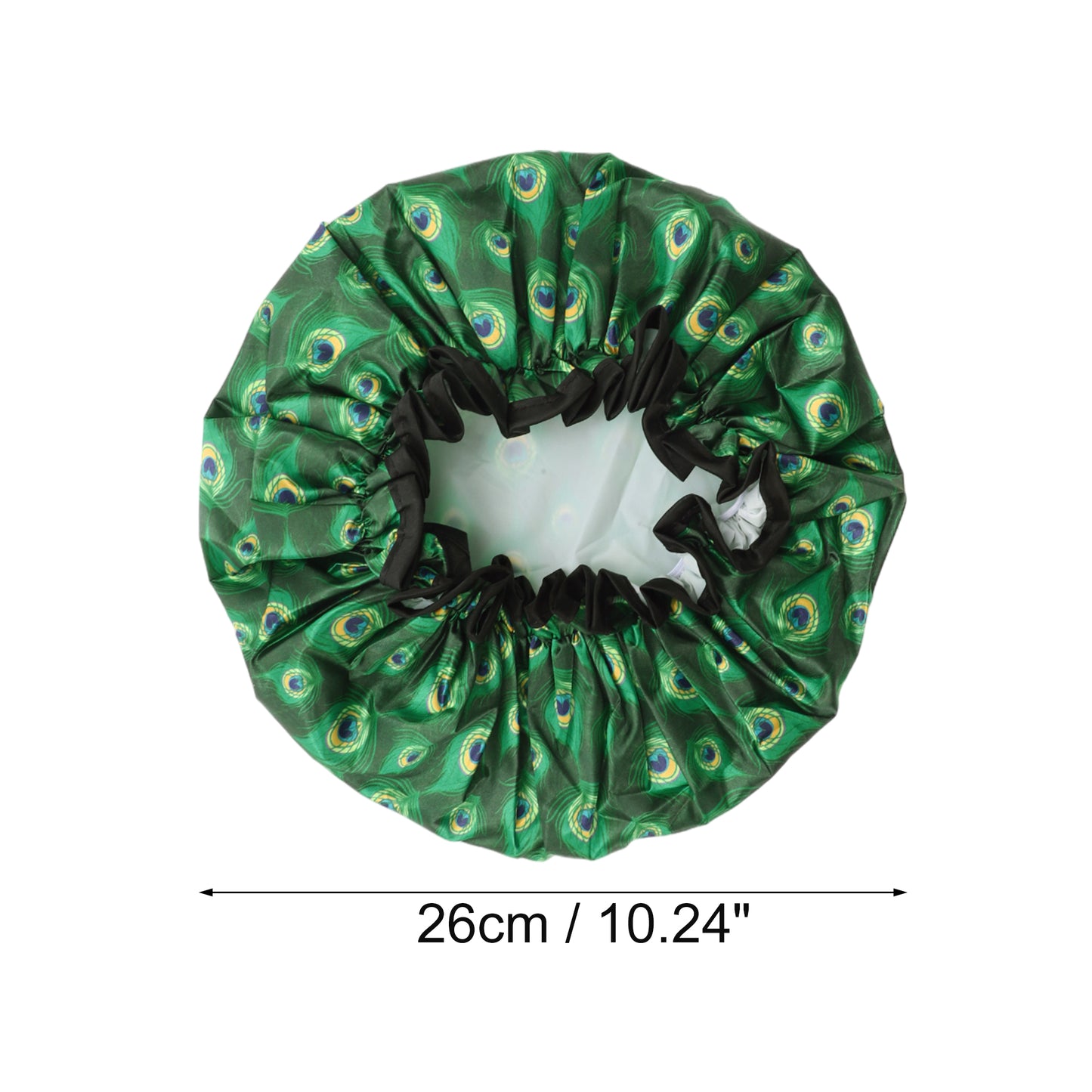 1 Pc Women Double Layer Peacock Pattern Shower Cap for Bathroom Vacation Green