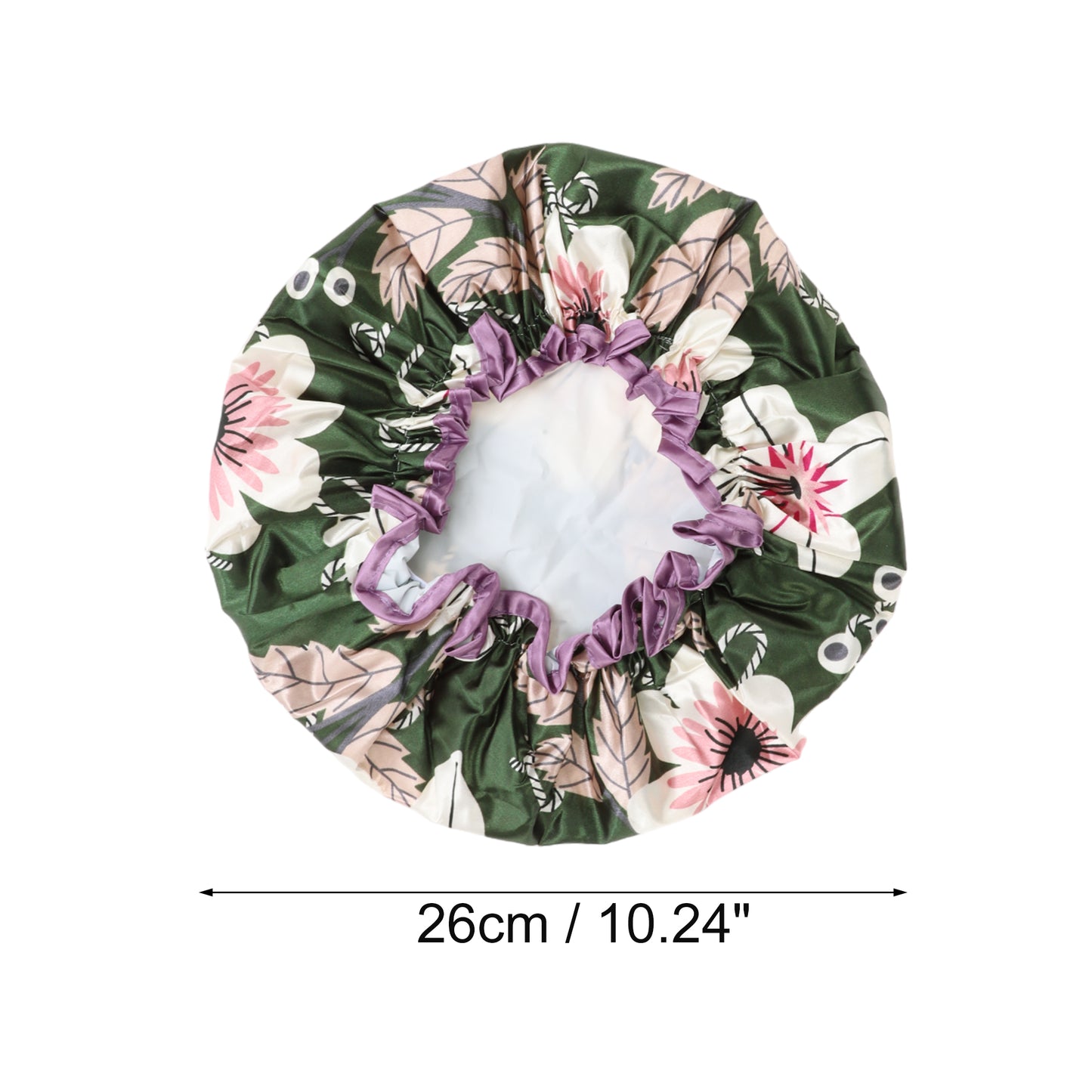 1 Pc Women Double Layer Lily Flowers Shower Cap for Bathroom Vacation Green