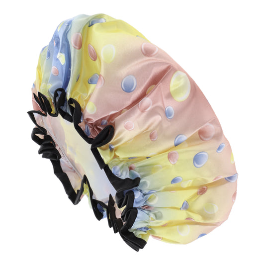 1 Pc Women Gradient Color Dots Shower Cap for Bathroom Vacation Assorted Color