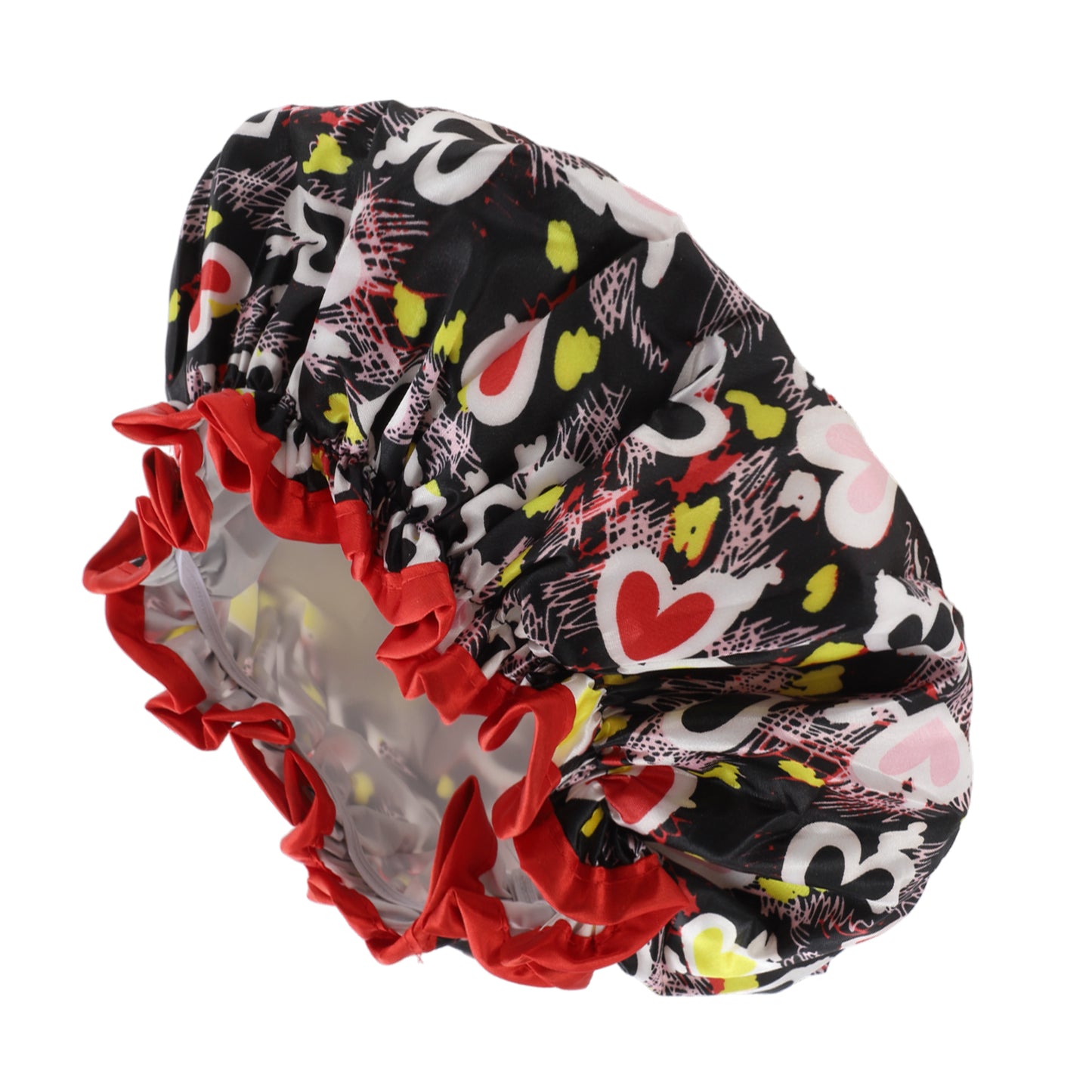 1 Pc Women Portable Heart-Shaped Shower Cap for Bathroom Vacation Black