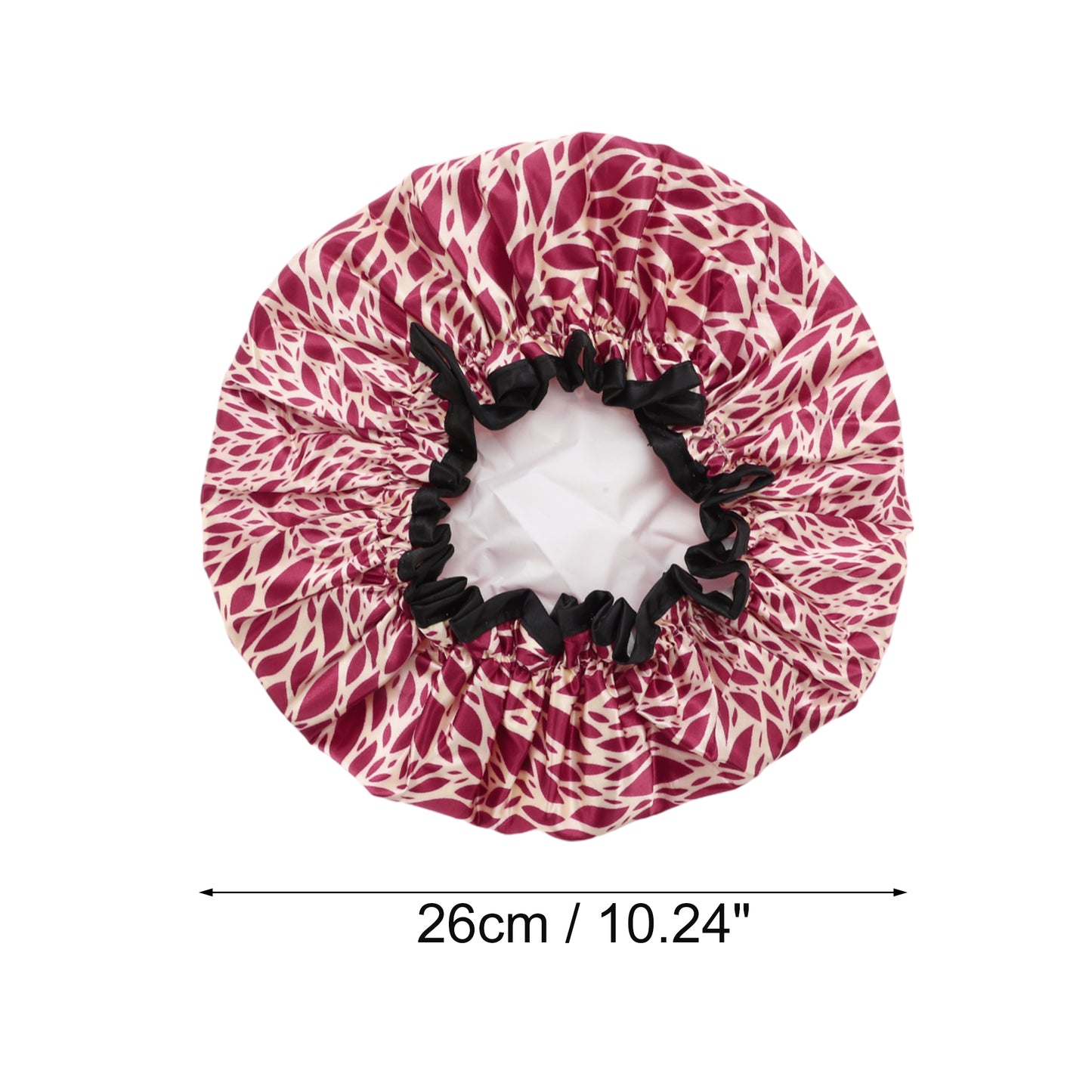 1 Pc Women Double Layer Leaves Shower Cap for Bathroom Vacation Travel Red