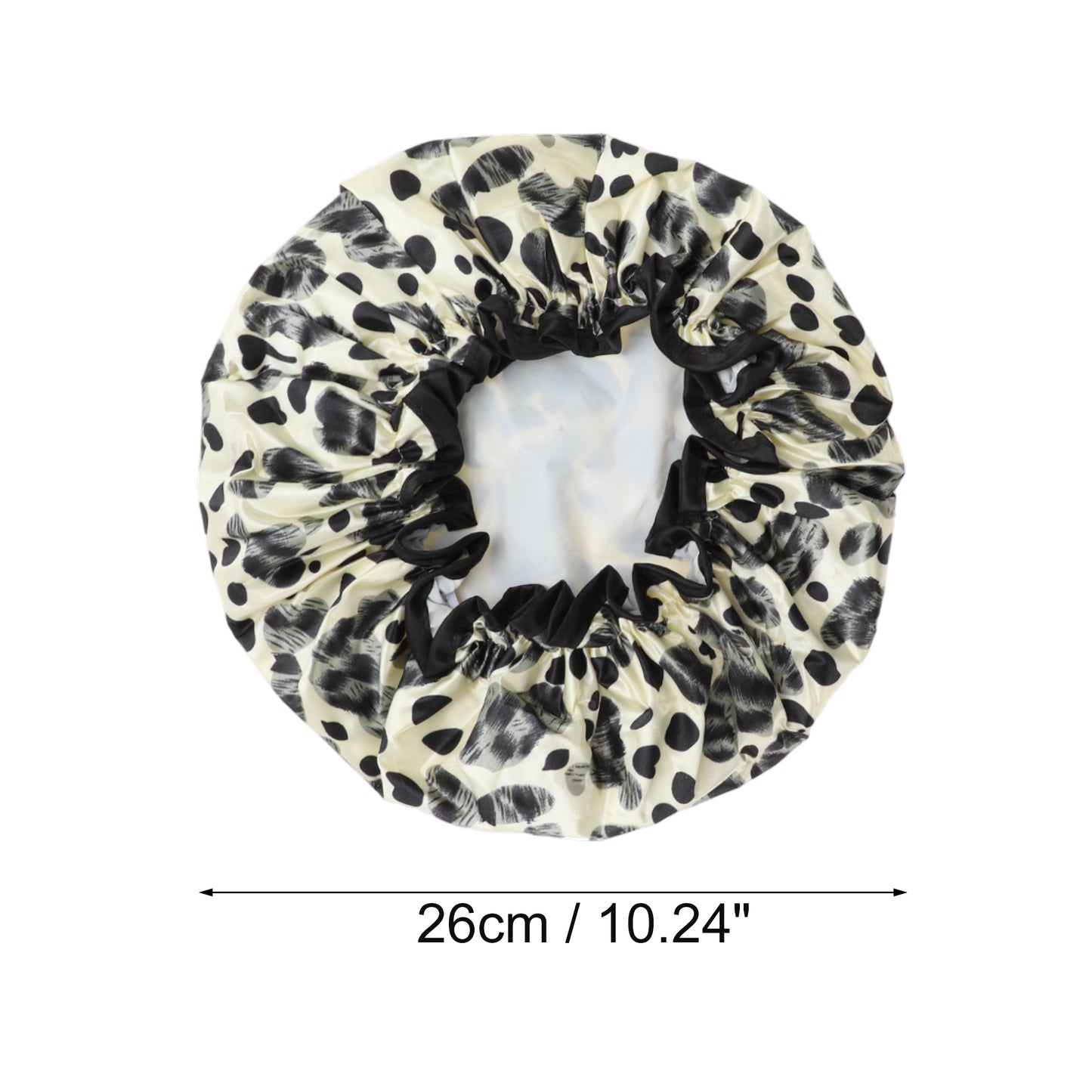 1 Pc Women Double Layer Leopard Shower Cap for Bathroom Vacation Black White
