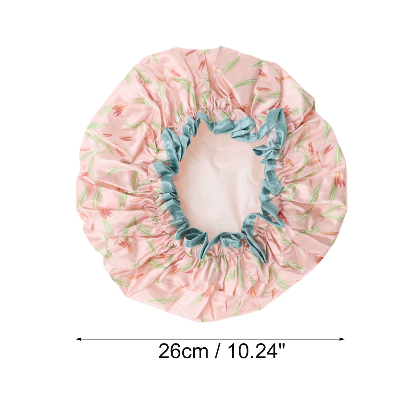 1 Pc Women Double Layer Large Dots Shower Cap for Bathroom Vacation Travel Pink