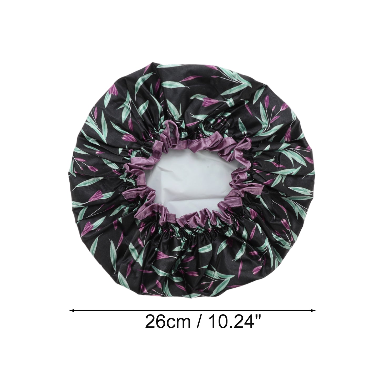 1 Pc Women Double Layer Large Dots Shower Cap for Bathroom Vacation Travel Black