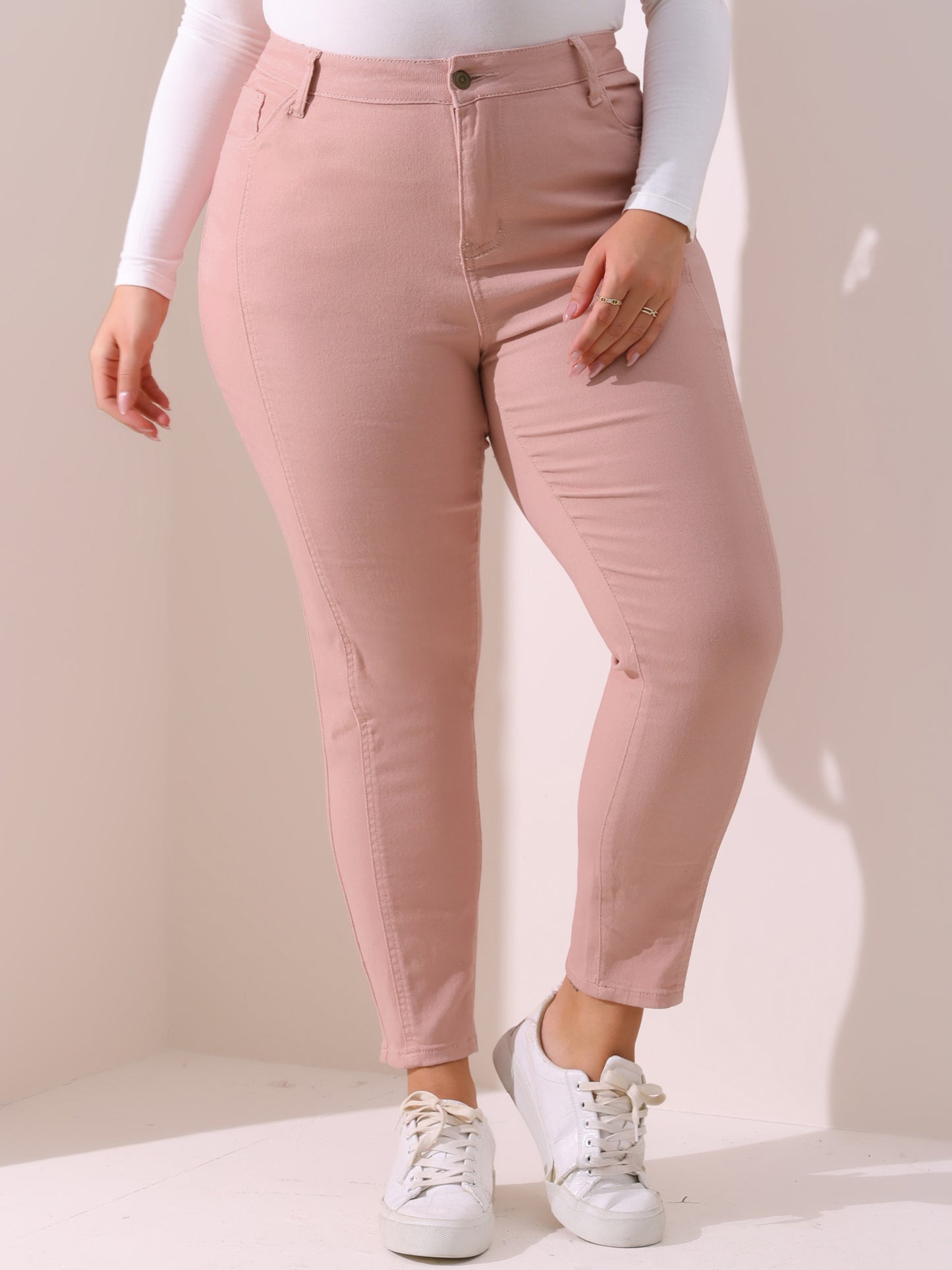 Women's Plus Size Jeans Mid Rise Stretch Washed Skinny Jeans Casual Denim Jeggings
