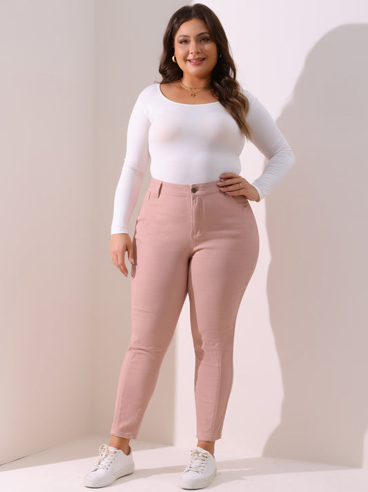 Women's Plus Size Jeans Mid Rise Stretch Washed Skinny Jeans Casual Denim Jeggings