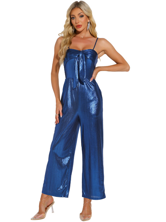 Mono de mujer con escote en V y purpurina, sin mangas, con tirantes finos, para fiesta y club