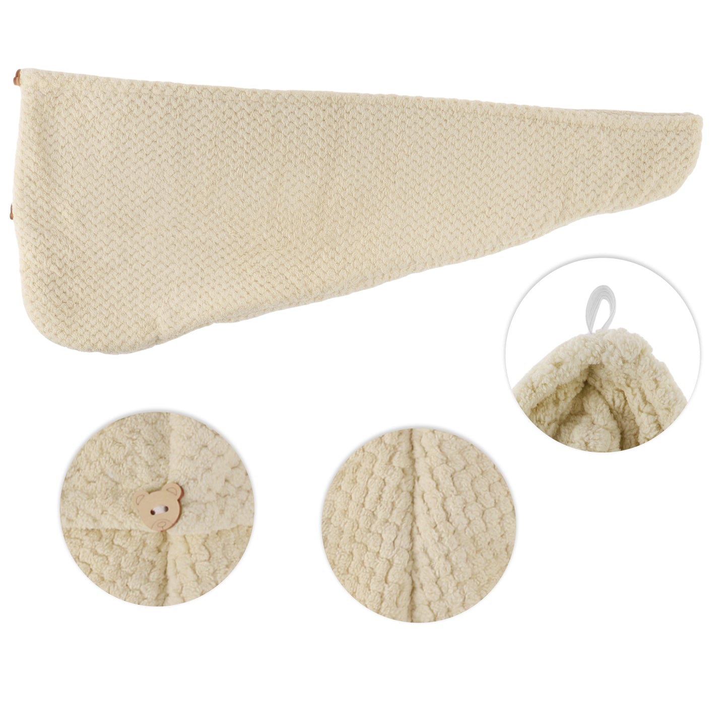 1 Pc Women Soft Double Layer Hair Drying Towel for Bathroom Brown