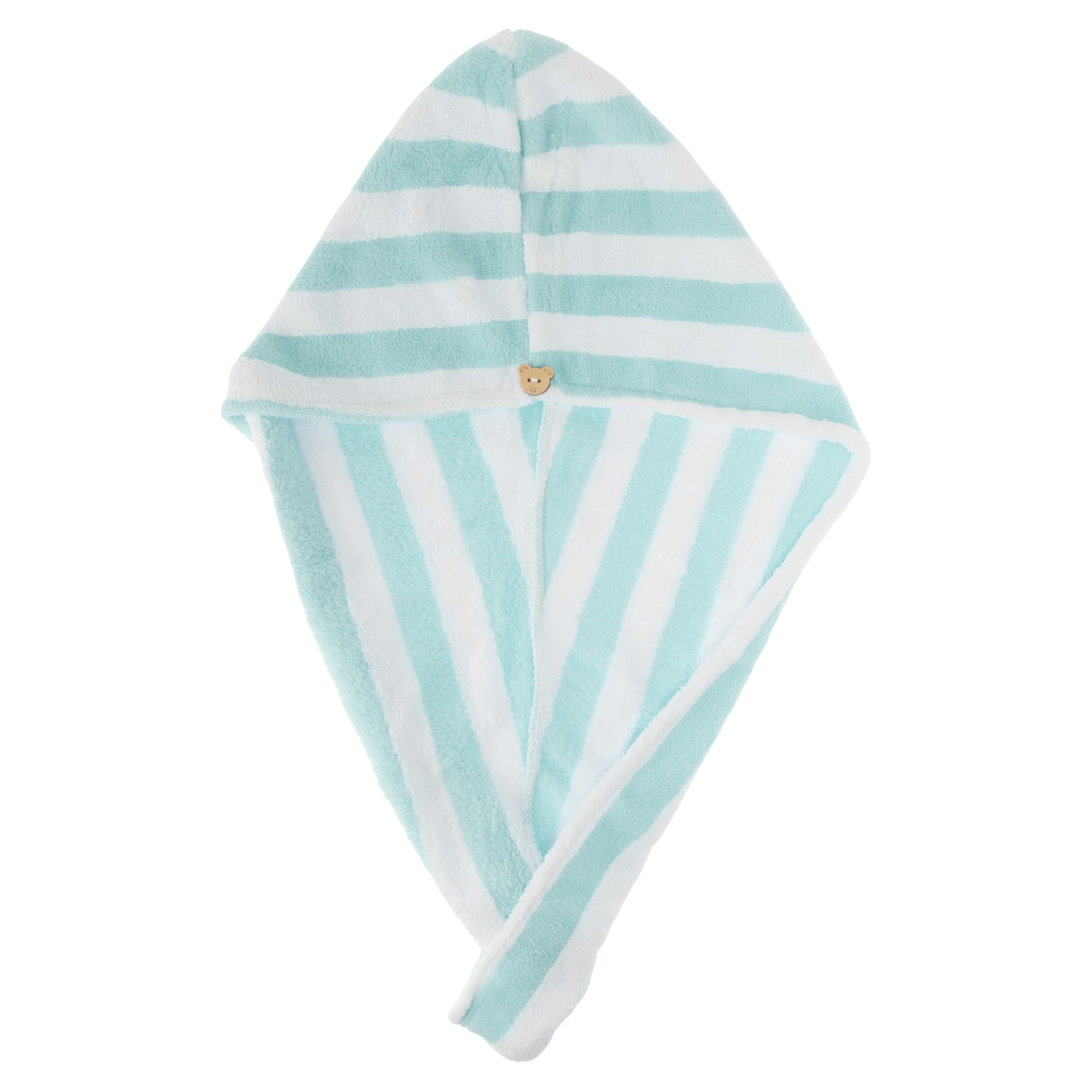 1 Pc Women Breathable Stripe Hair Drying Wrap Towel for Bathroom Green, White