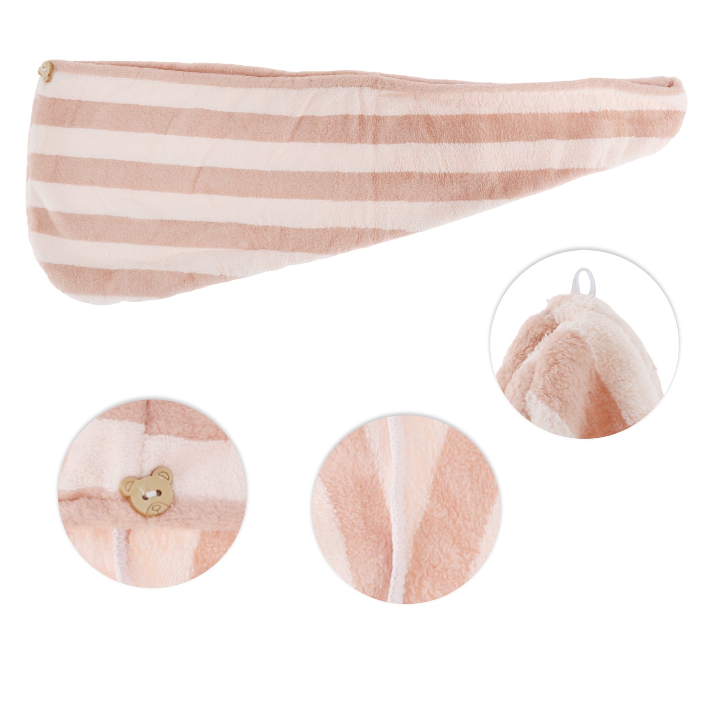 1 Pc Women Breathable Stripe Hair Drying Wrap Towel for Bathroom Pink, Orange