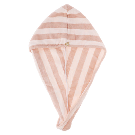 1 Pc Women Breathable Stripe Hair Drying Wrap Towel for Bathroom Pink, Orange