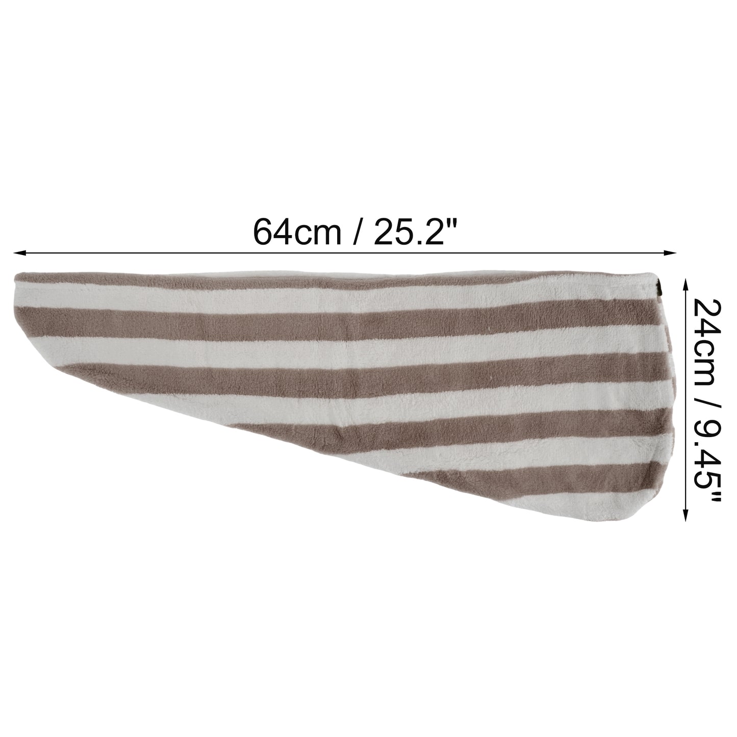 1 Pc Women Breathable Stripe Hair Drying Wrap Towel for Bathroom Brown, White