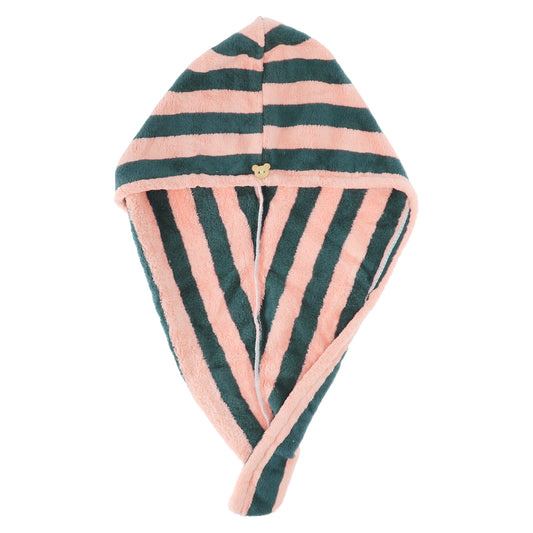 1 Pc Women Breathable Stripe Hair Drying Wrap Towel for Bathroom Pink, Navy Blue