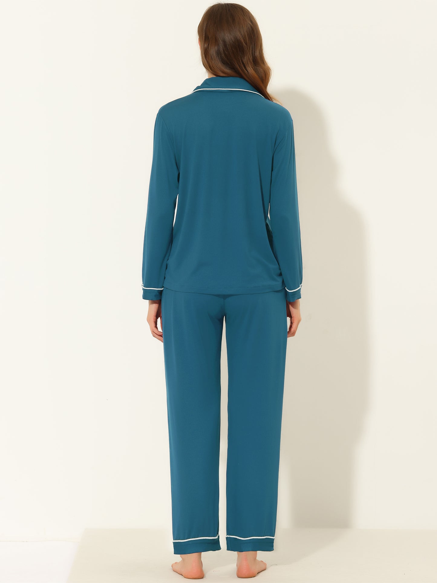 Pijama de mujer, camisón modal con botones, manga larga y pantalón, conjunto de ropa de estar por casa