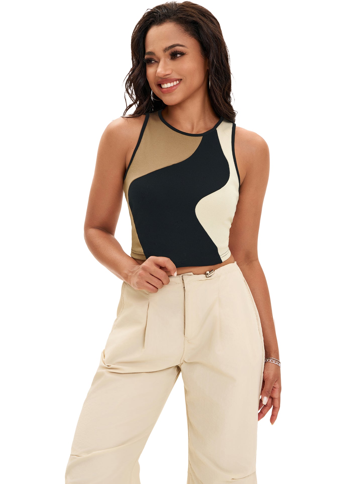 Women Crop Tank Top Casual Basic Sleeveless Workout Summer Top