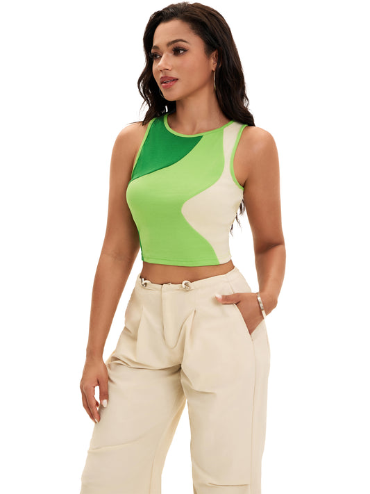 Women Crop Tank Top Casual Basic Sleeveless Workout Summer Top