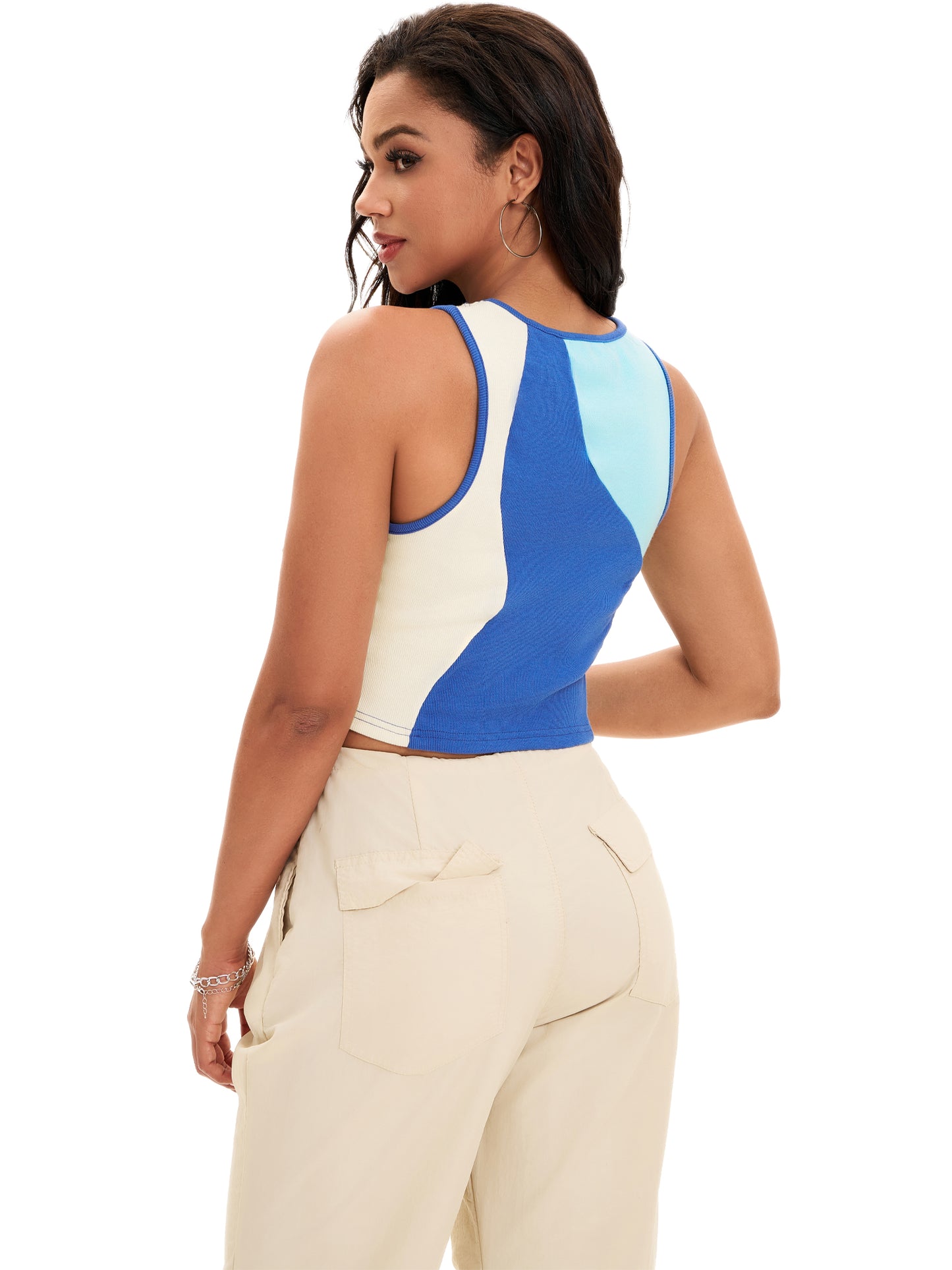 Women Crop Tank Top Casual Basic Sleeveless Workout Summer Top