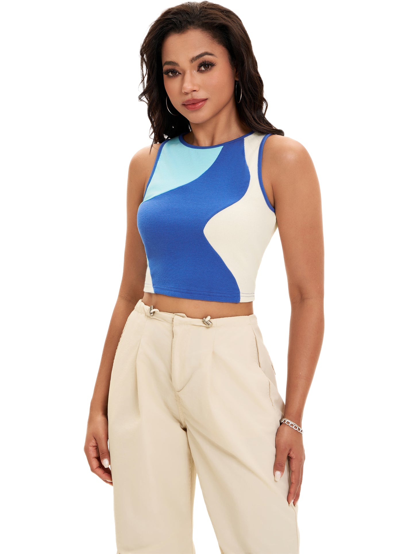 Women Crop Tank Top Casual Basic Sleeveless Workout Summer Top