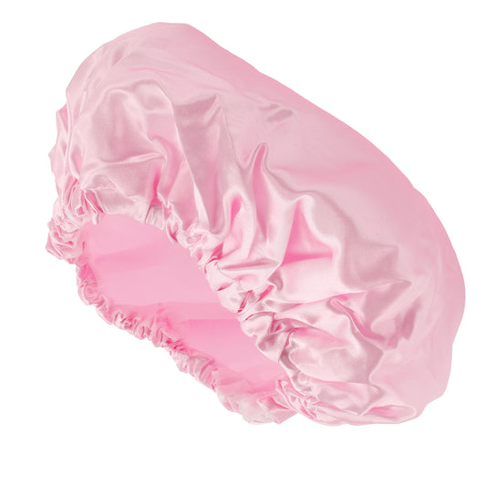1 Pc Women Double Layer Shower Cap Hair Cap for Bathroom Pink