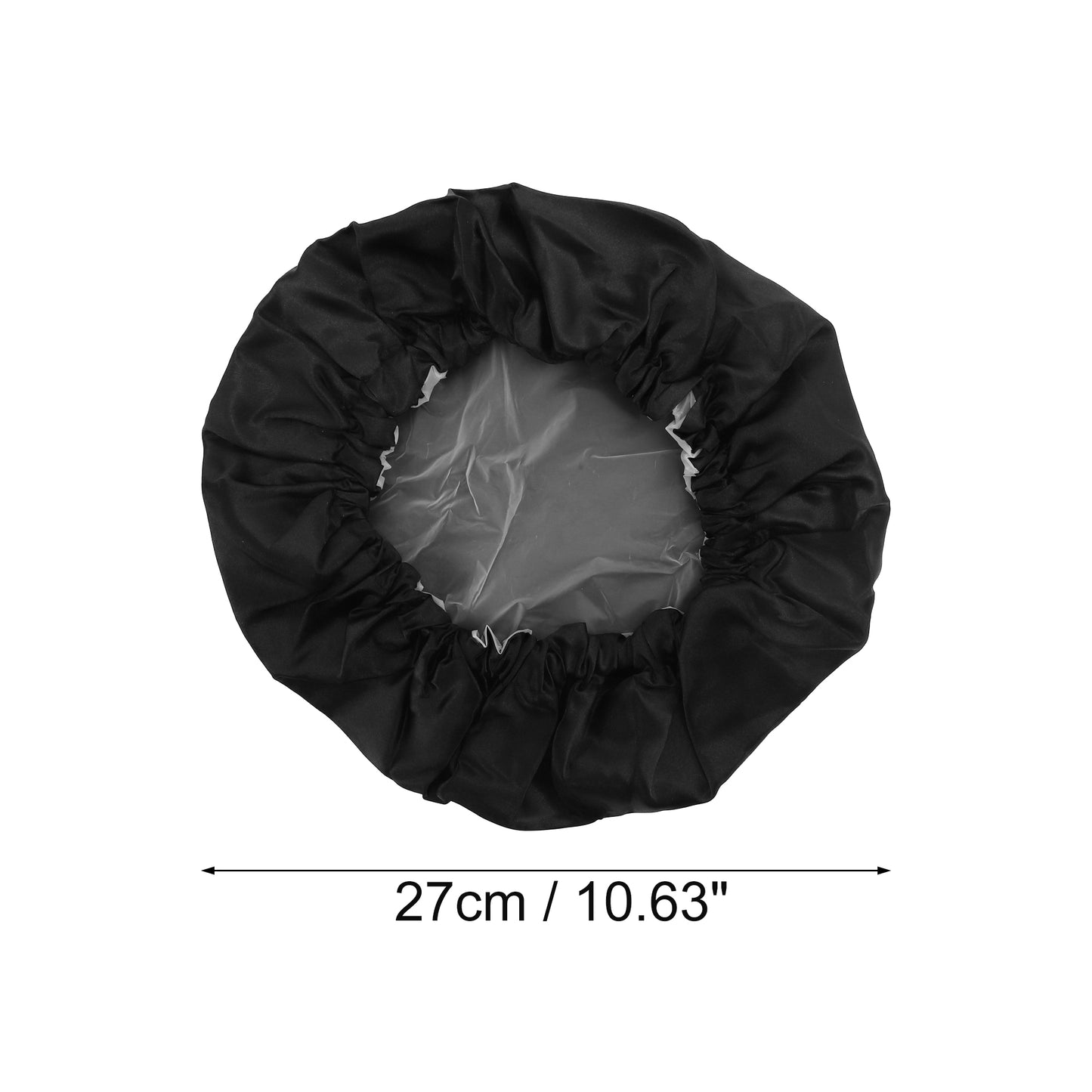 1 Pc Women Double Layer Shower Cap Hair Cap for Bathroom Black
