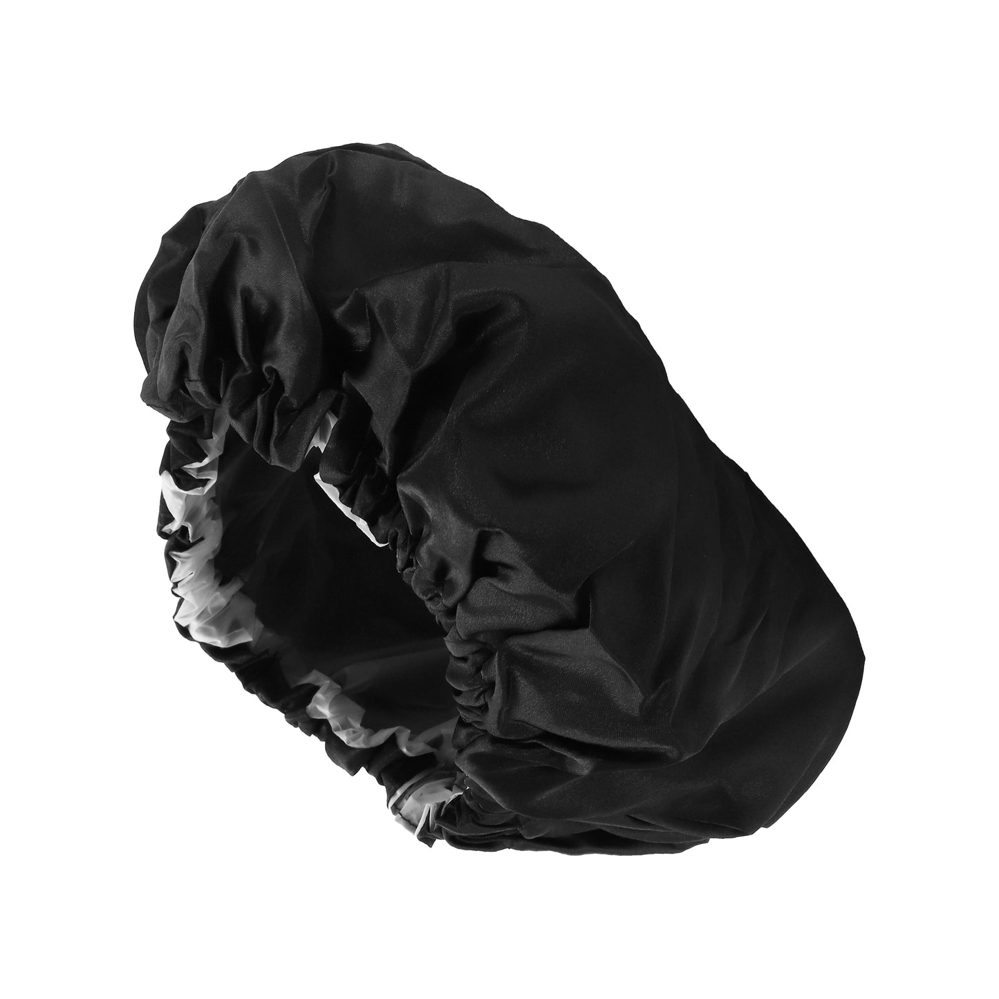 1 Pc Women Double Layer Shower Cap Hair Cap for Bathroom Black