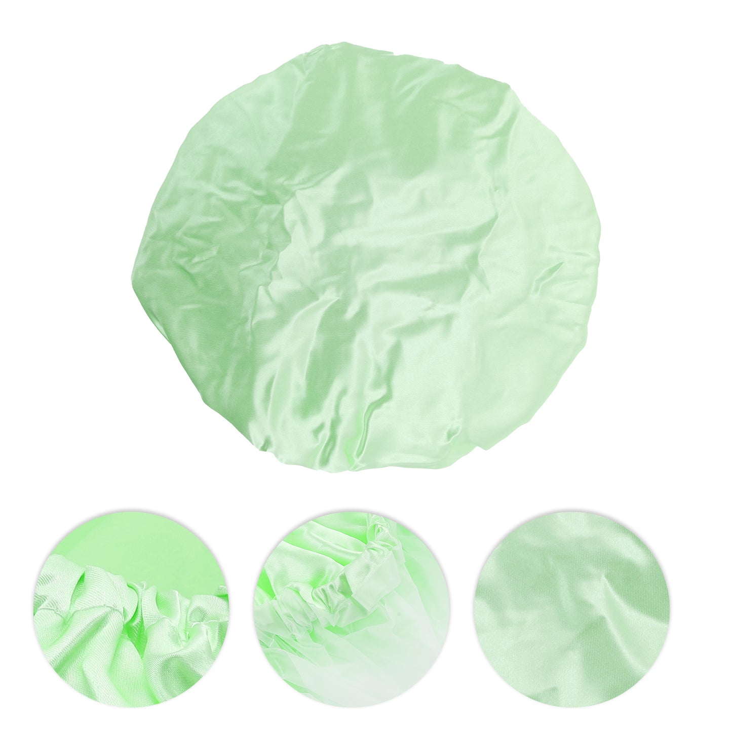 1 Pc Women Double Layer Shower Cap Hair Cap for Bathroom Light Green