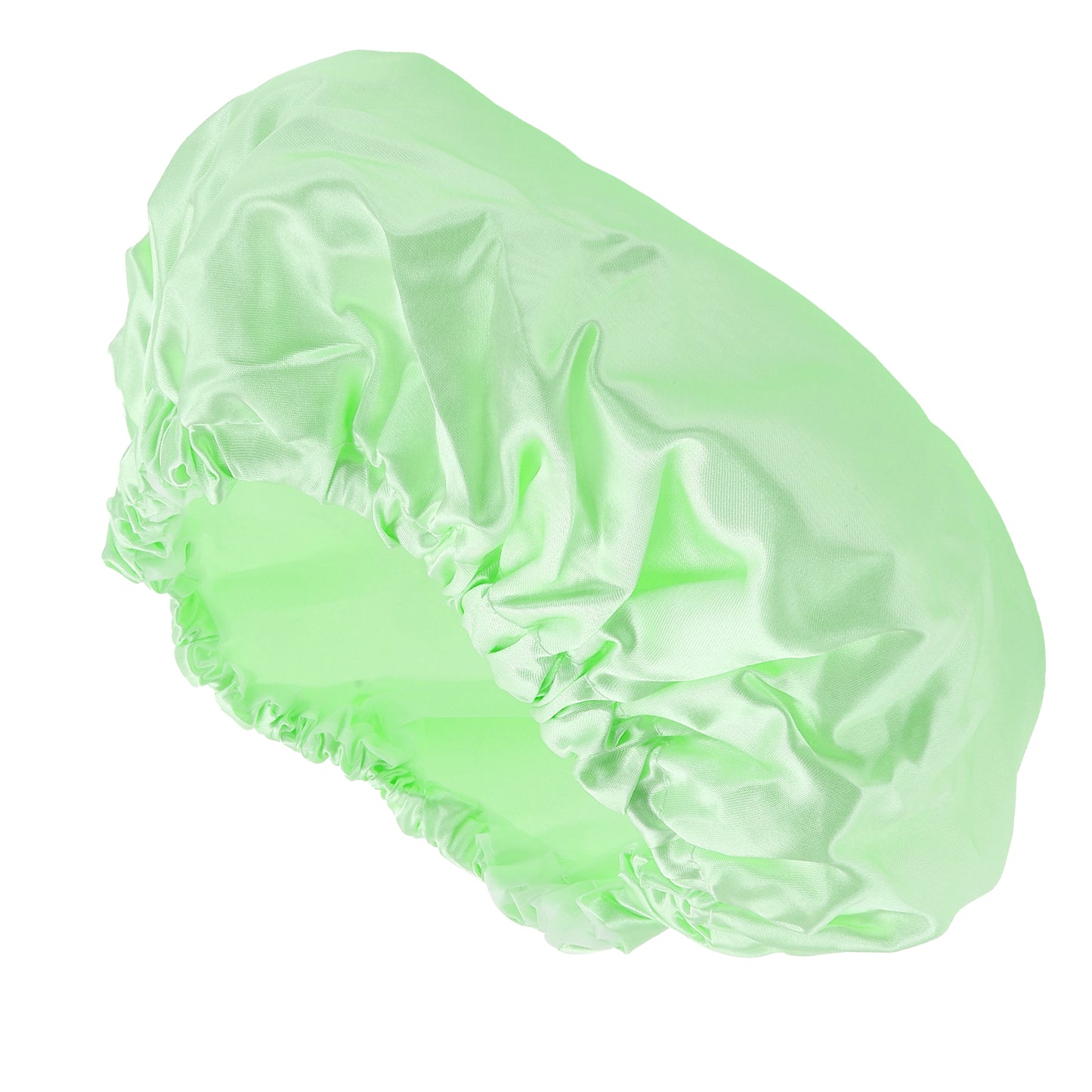 1 Pc Women Double Layer Shower Cap Hair Cap for Bathroom Light Green